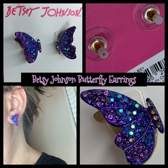 Betsey Johnson Blue Purple Butterfly 🦋 Earrings - Picture 1 of 3